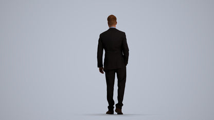 3D human model man business standing, photogrammetry scanned person for archviz, front view render
