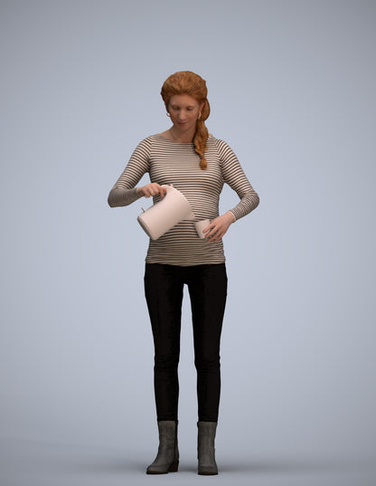 3D people model woman casual standing, scanned human for 3ds Max rendering