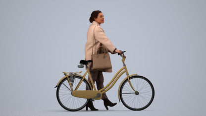 realistic 3D people woman business cycling, render-ready for V-Ray and Corona, FBX OBJ, side view render