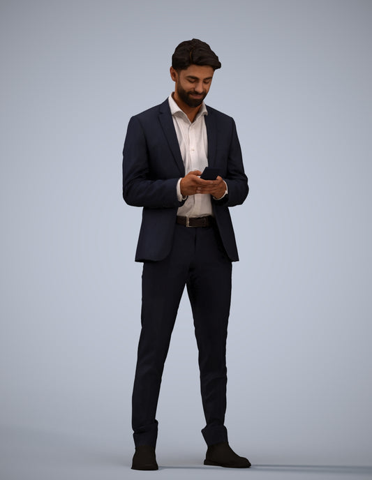 3D people model man business, scanned human for 3ds Max rendering