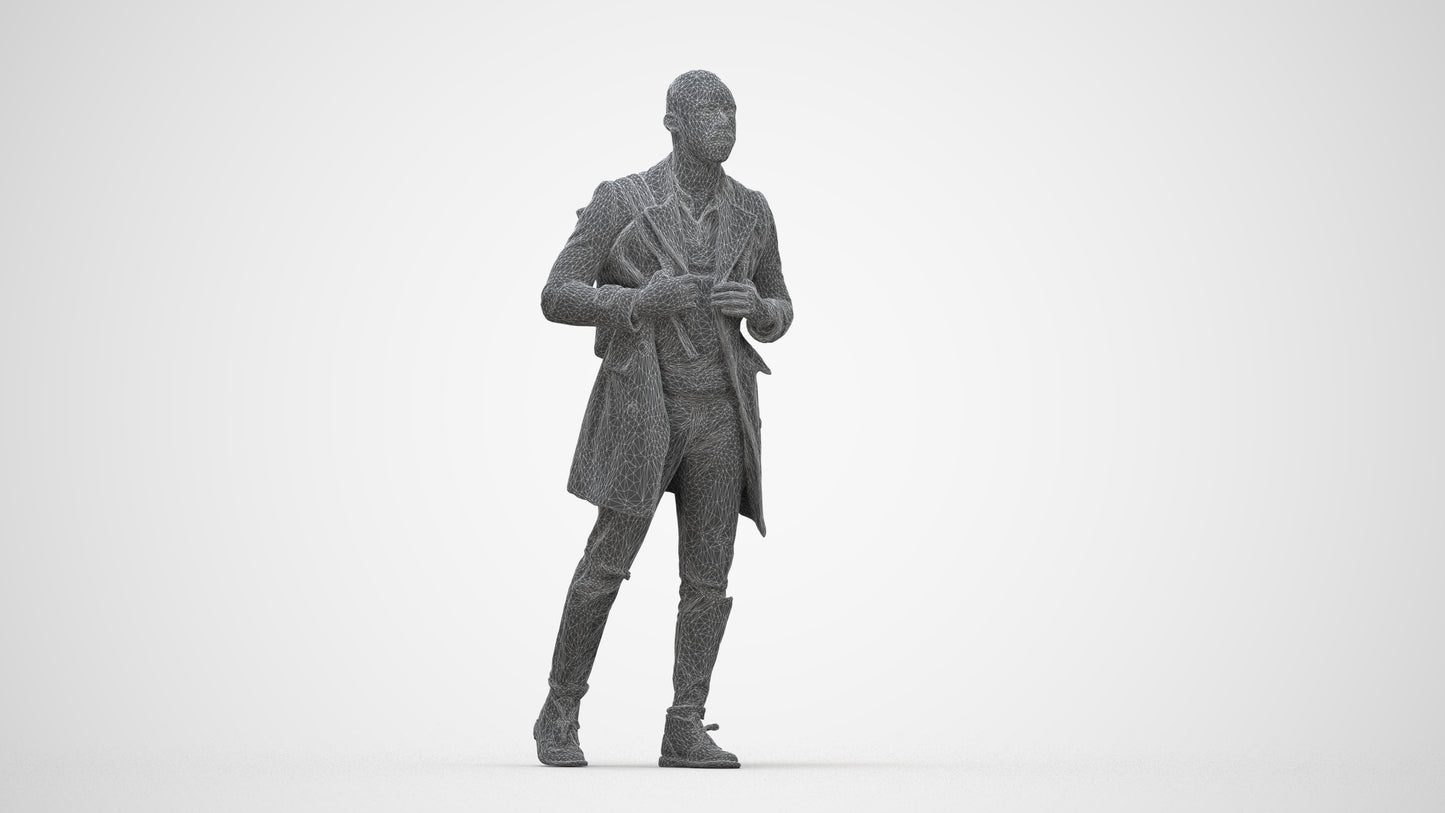 3D people model man casual walking, scanned human for 3ds Max rendering, wireframe back view