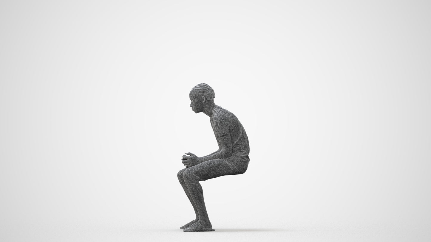 3D human model boy casual kids, photogrammetry scanned person for archviz, square thumbnail