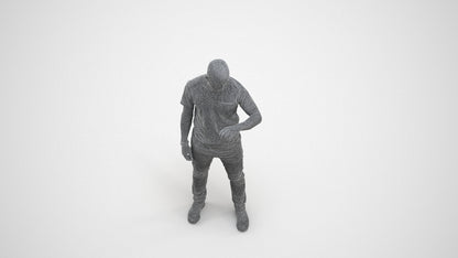 3D people model man casual standing, scanned human for 3ds Max rendering, wireframe three-quarter view