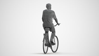 3D people model woman casual cycling, scanned human for 3ds Max rendering, wireframe front view