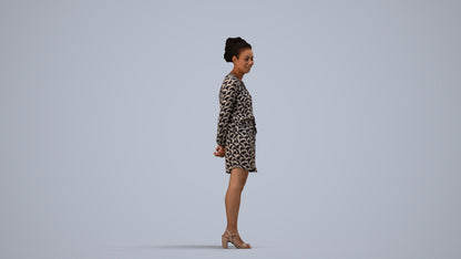 3D people model woman casual standing, scanned human for 3ds Max rendering, side view render