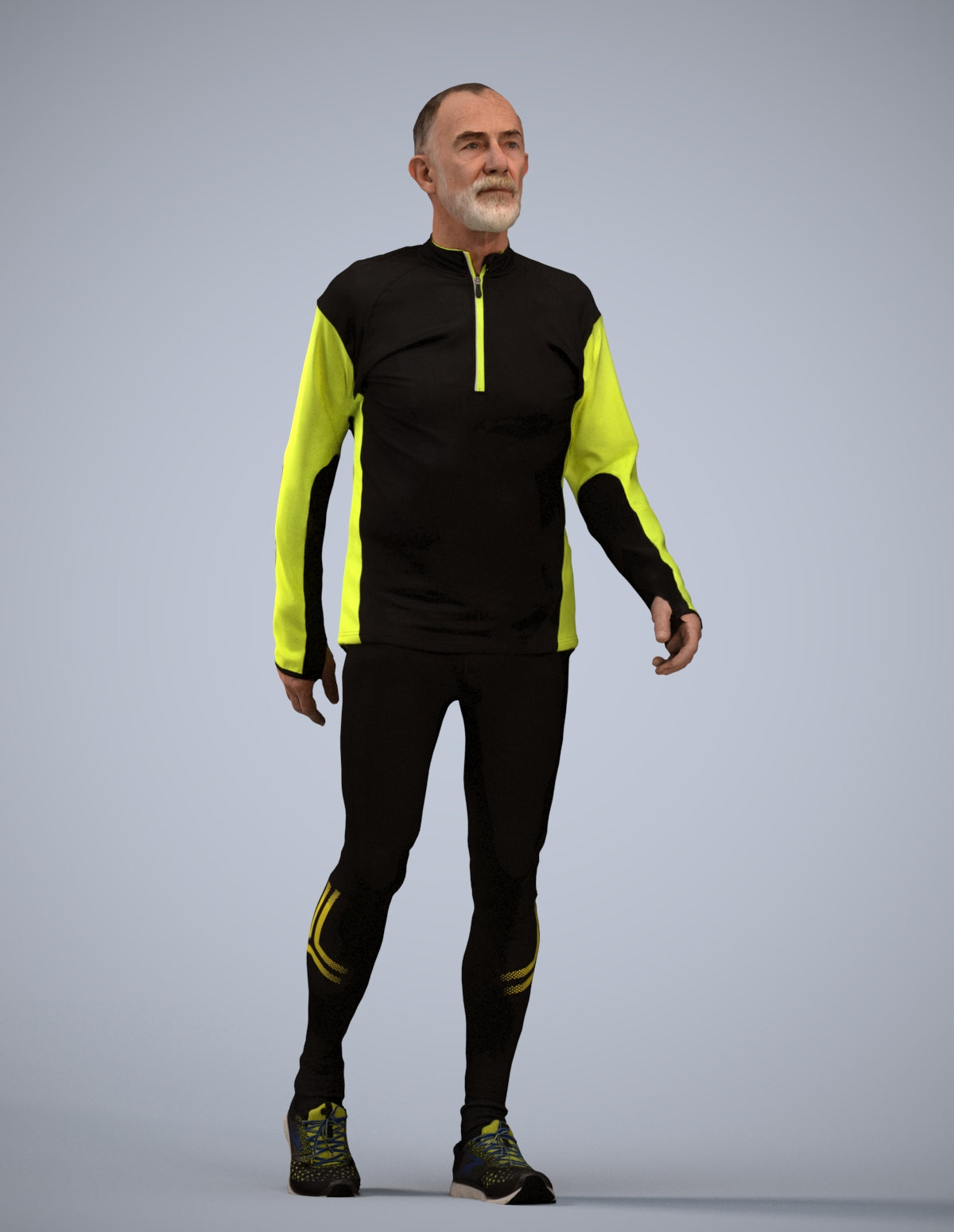 3D people model senior man sport, scanned human for 3ds Max rendering