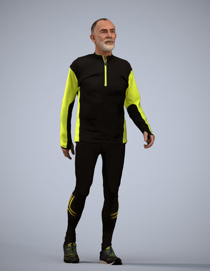 3D people model senior man sport, scanned human for 3ds Max rendering