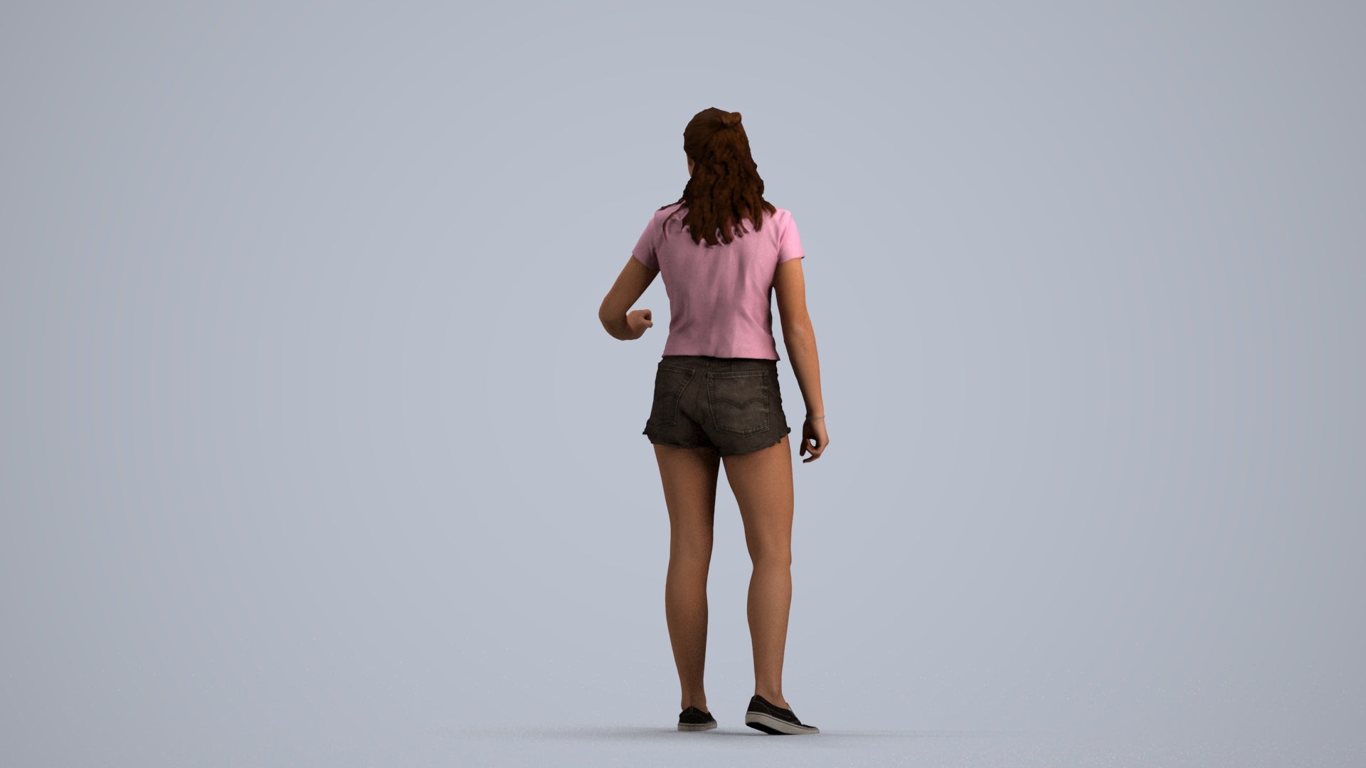 photogrammetry 3D girl casual door, realistic human model archviz FBX, front view render