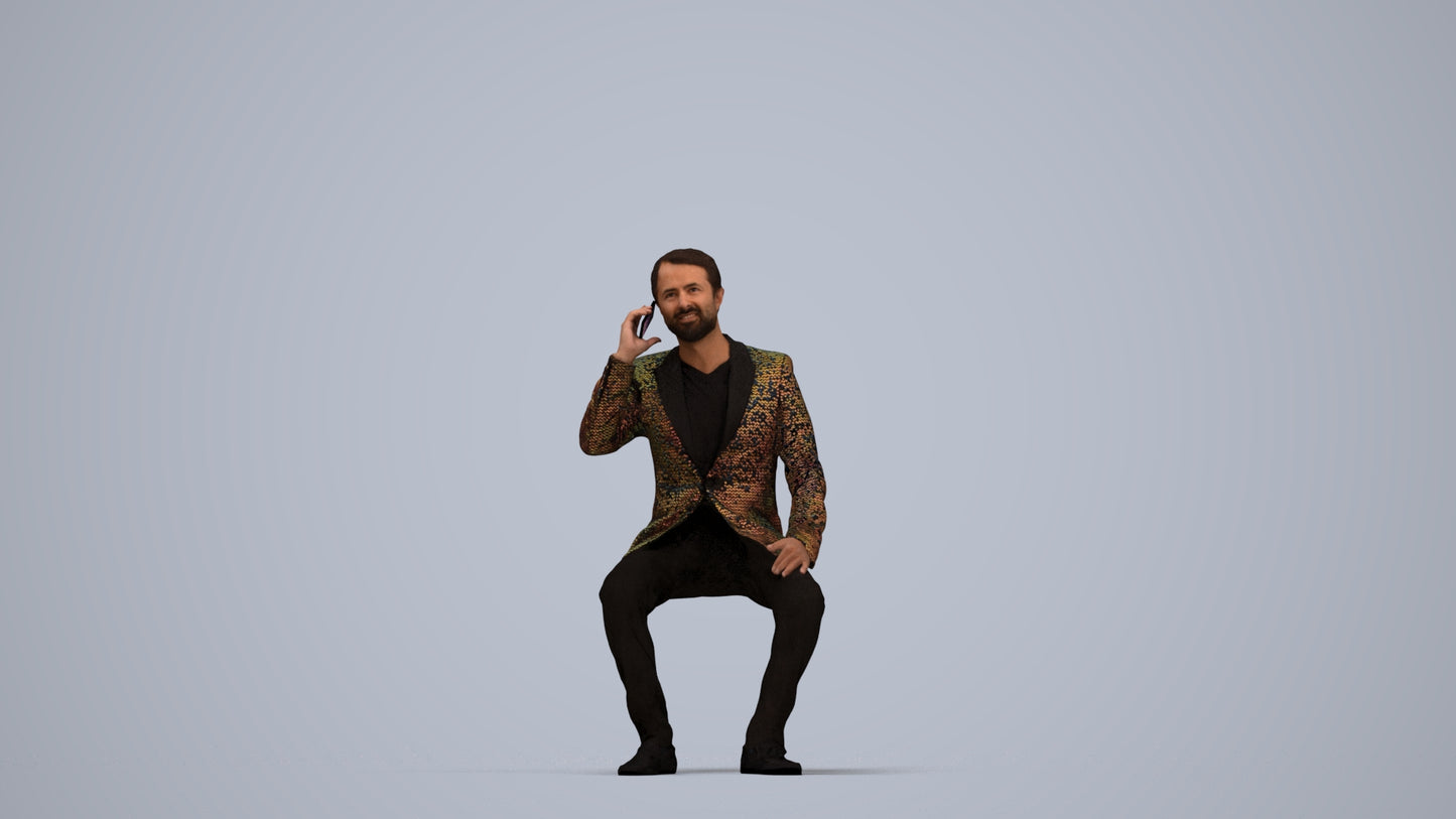 3D scanned man formalaffairs formal, photorealistic archviz people for Enscape and SketchUp, top-down view render