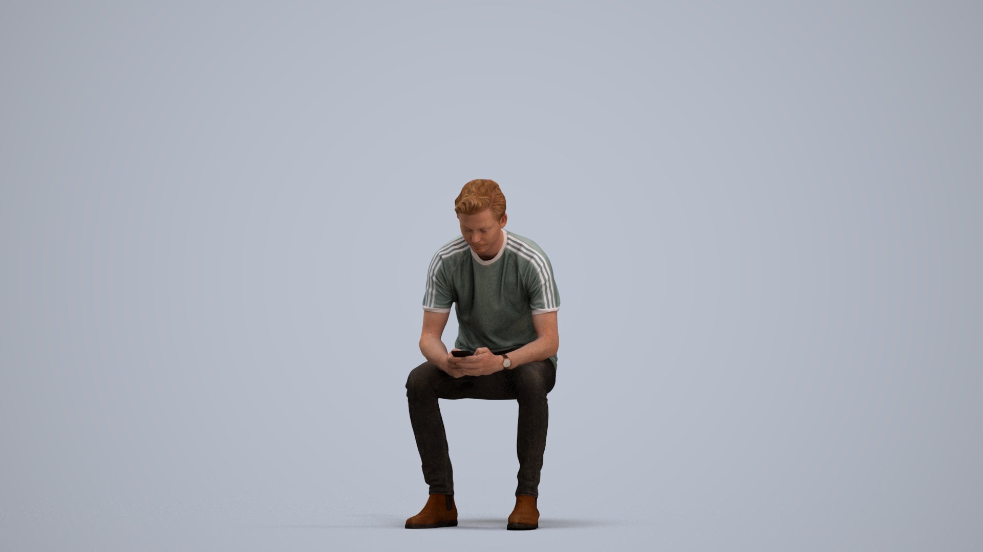photogrammetry 3D man casual sitting, realistic human model archviz FBX, standing pose render