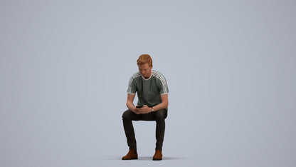 photogrammetry 3D man casual sitting, realistic human model archviz FBX, standing pose render