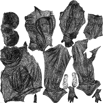 realistic 3D people senior woman sport, render-ready for V-Ray and Corona, FBX OBJ, wireframe top-down view