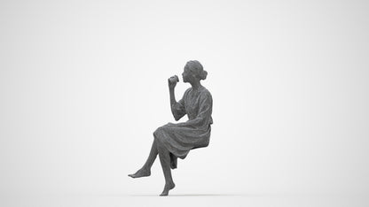 photogrammetry 3D woman casual bathroom, realistic human model archviz FBX, wireframe back view