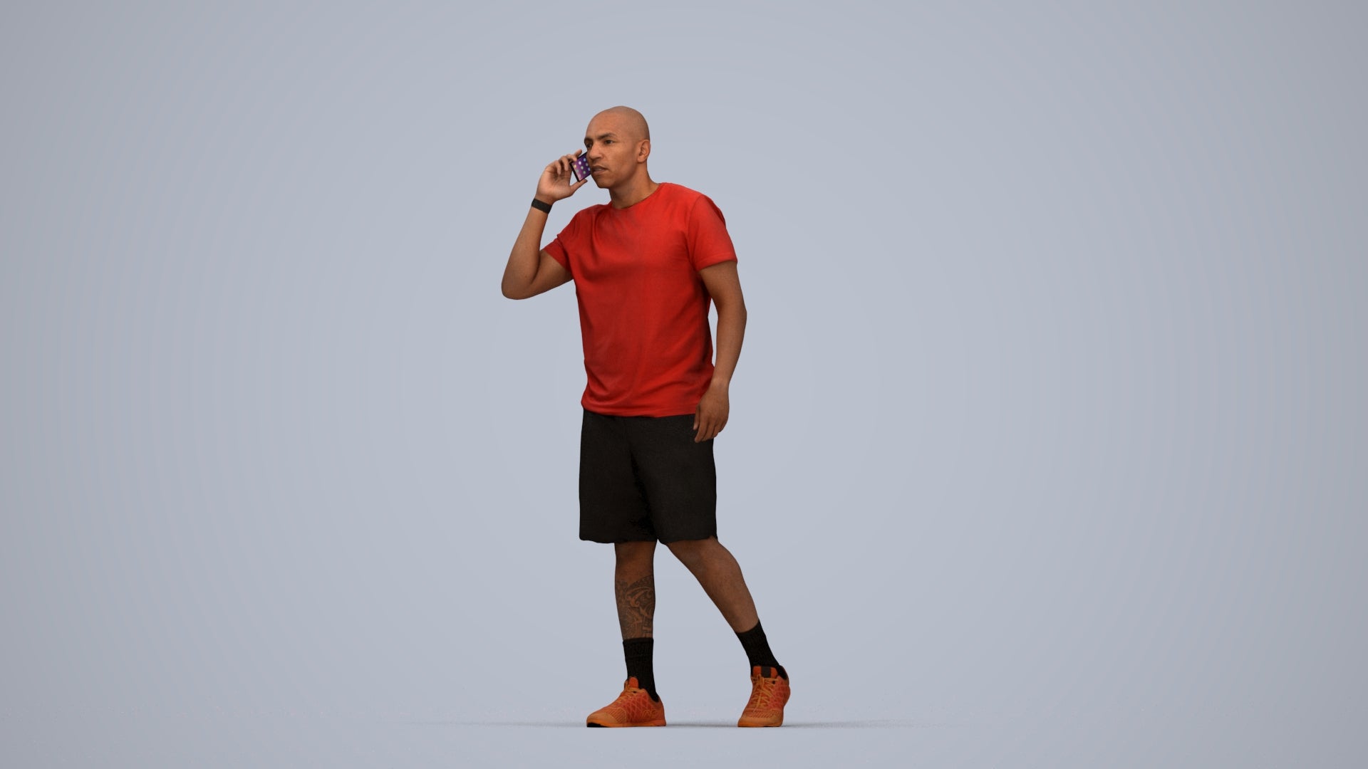 scanned 3D man sport, photogrammetry people for Enscape and V-Ray, top-down view render