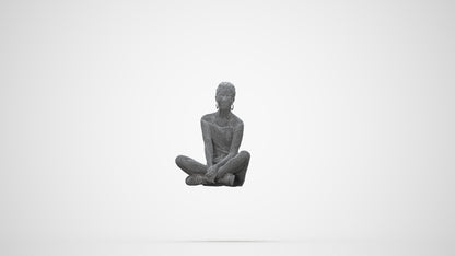 scanned 3D woman casual sitting, photogrammetry people for Enscape and V-Ray, wireframe back view
