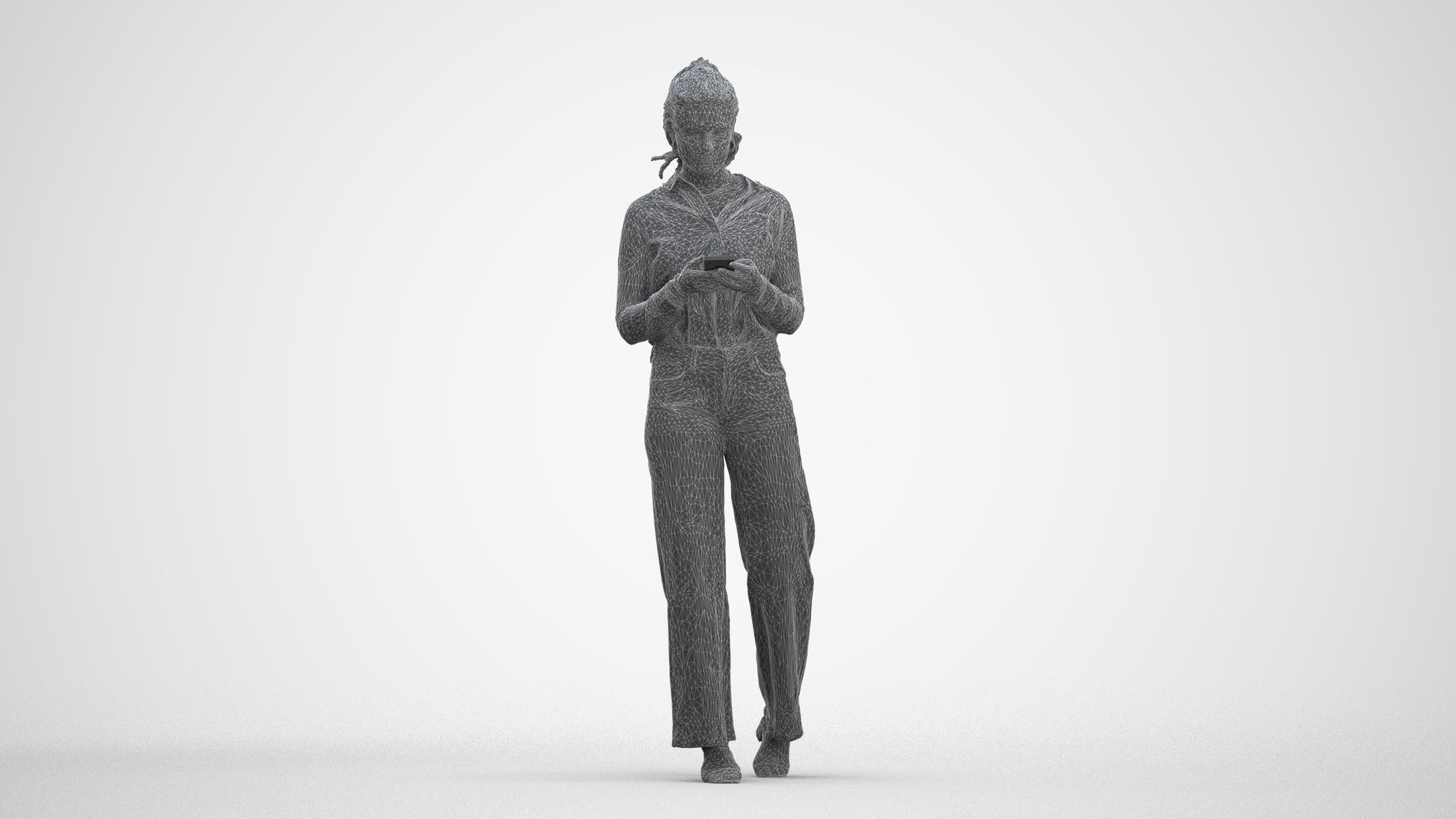scanned 3D woman casual standing, photogrammetry people for Enscape and V-Ray, three-quarter front view render