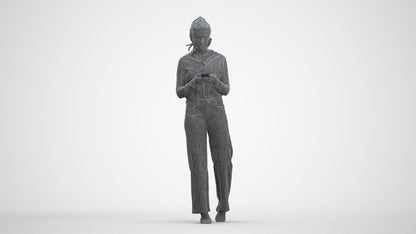 scanned 3D woman casual standing, photogrammetry people for Enscape and V-Ray, three-quarter front view render