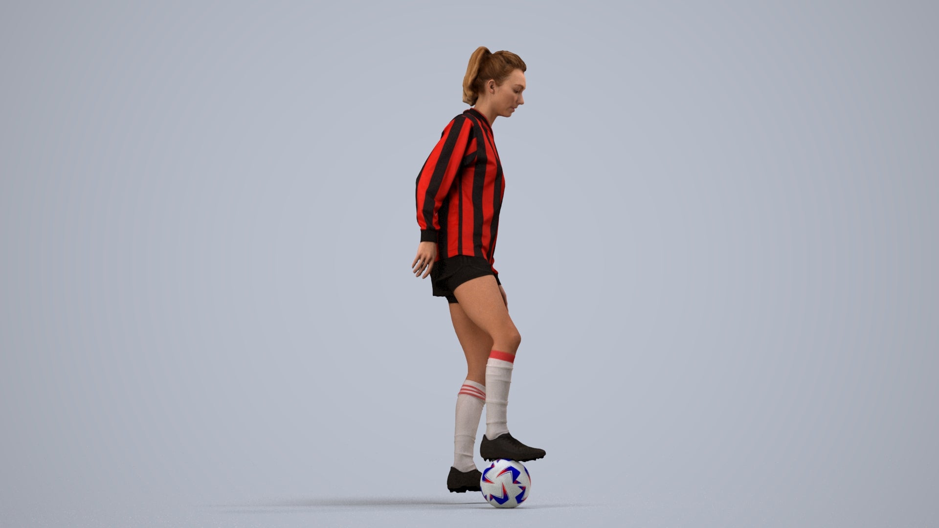 realistic 3D woman sport, scanned archviz people for Blender and 3ds Max, side view render