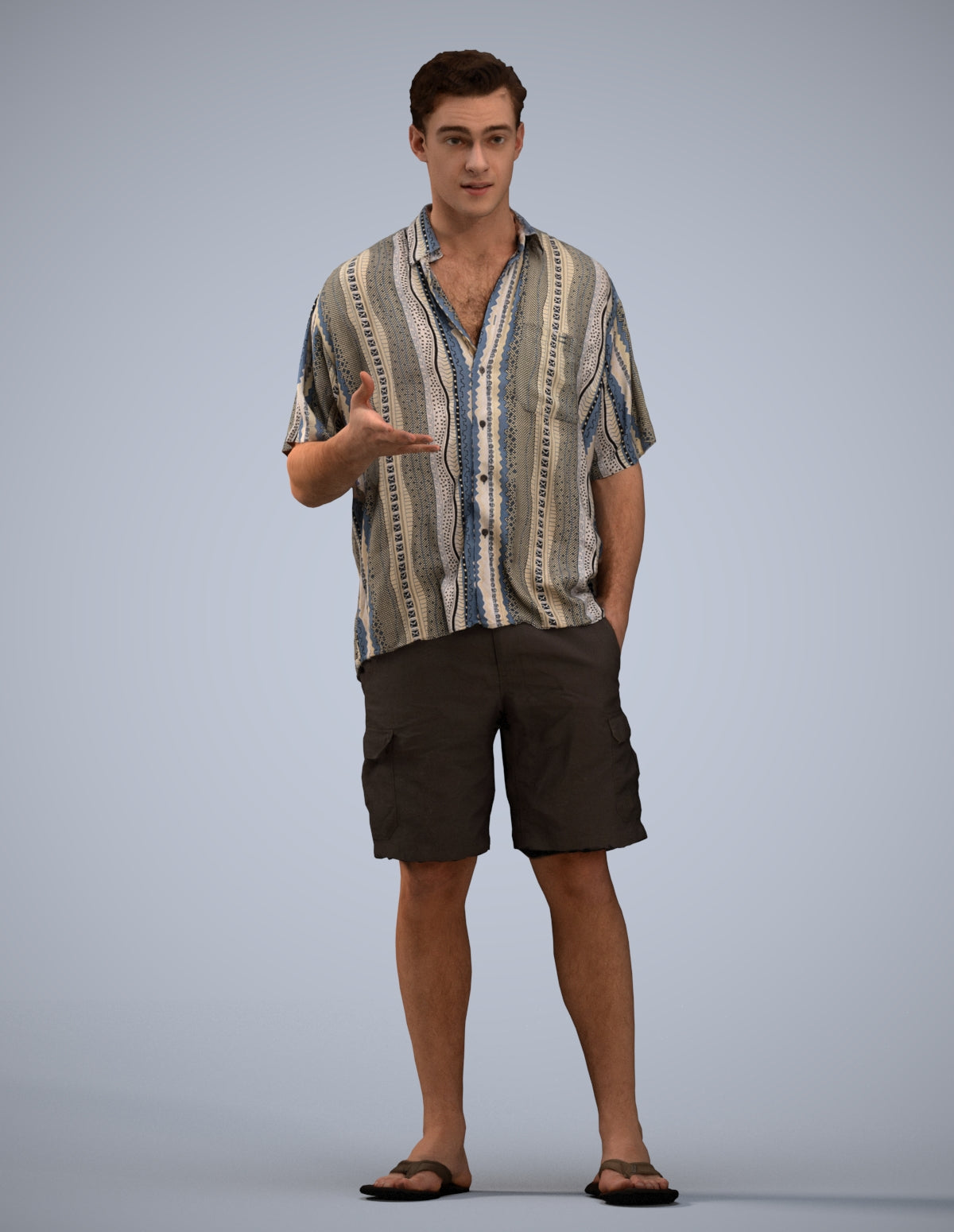 realistic 3D human man casual standing, archviz people FBX OBJ for Blender