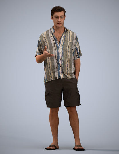 realistic 3D human man casual standing, archviz people FBX OBJ for Blender