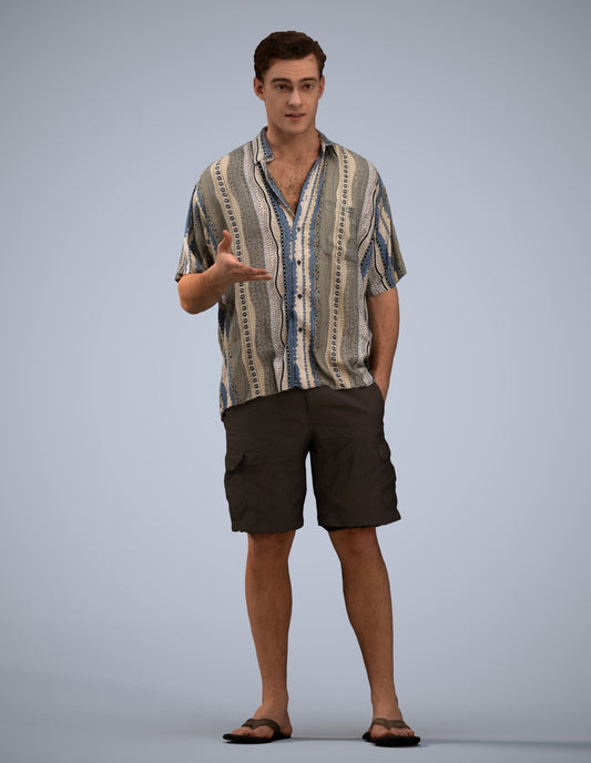 realistic 3D human man casual standing, archviz people FBX OBJ for Blender