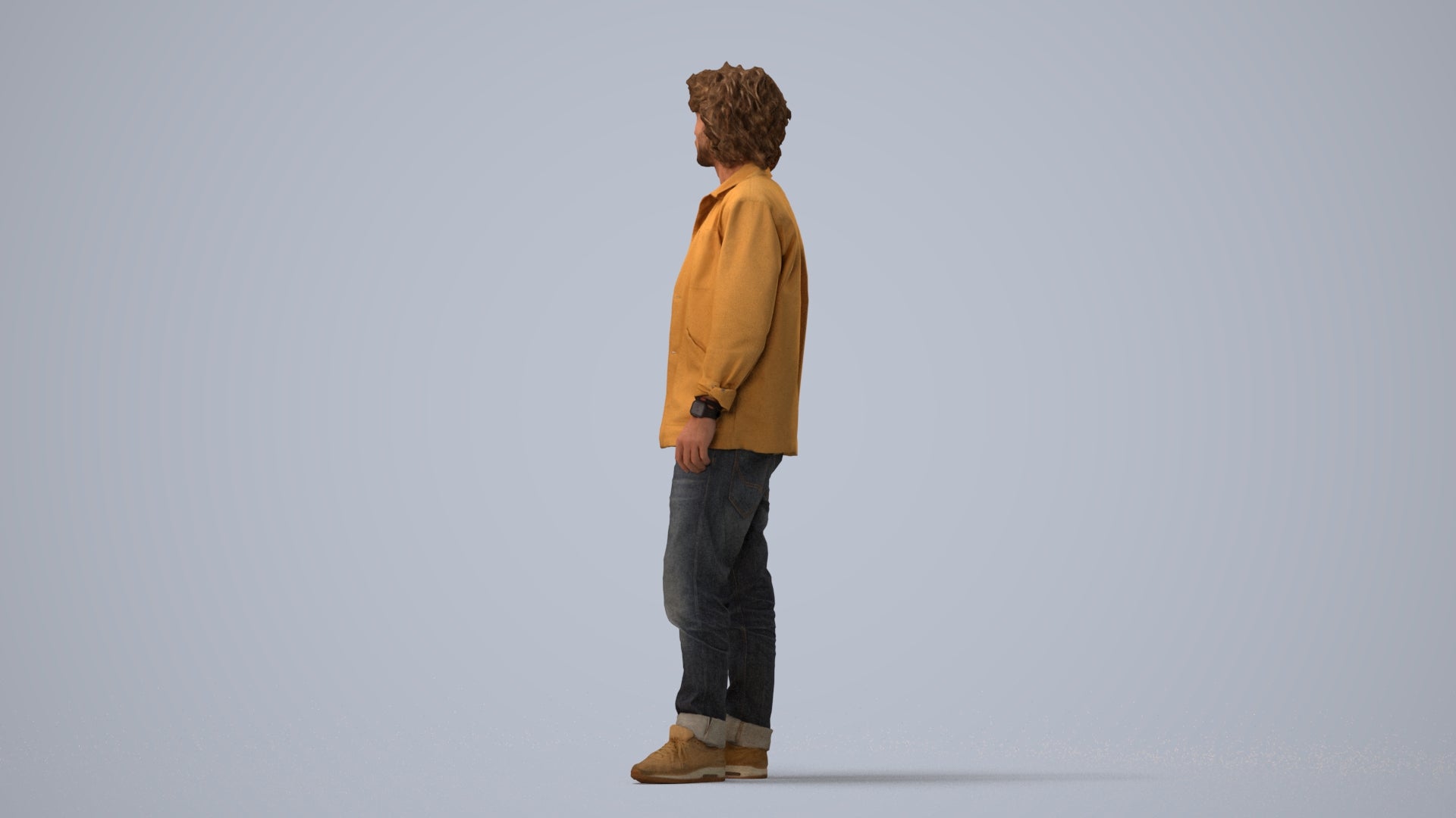 realistic 3D people man casual standing, render-ready for V-Ray and Corona, FBX OBJ, three-quarter view render