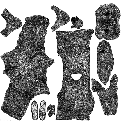realistic 3D senior man casual walking, scanned archviz people for Blender and 3ds Max, wireframe top-down view