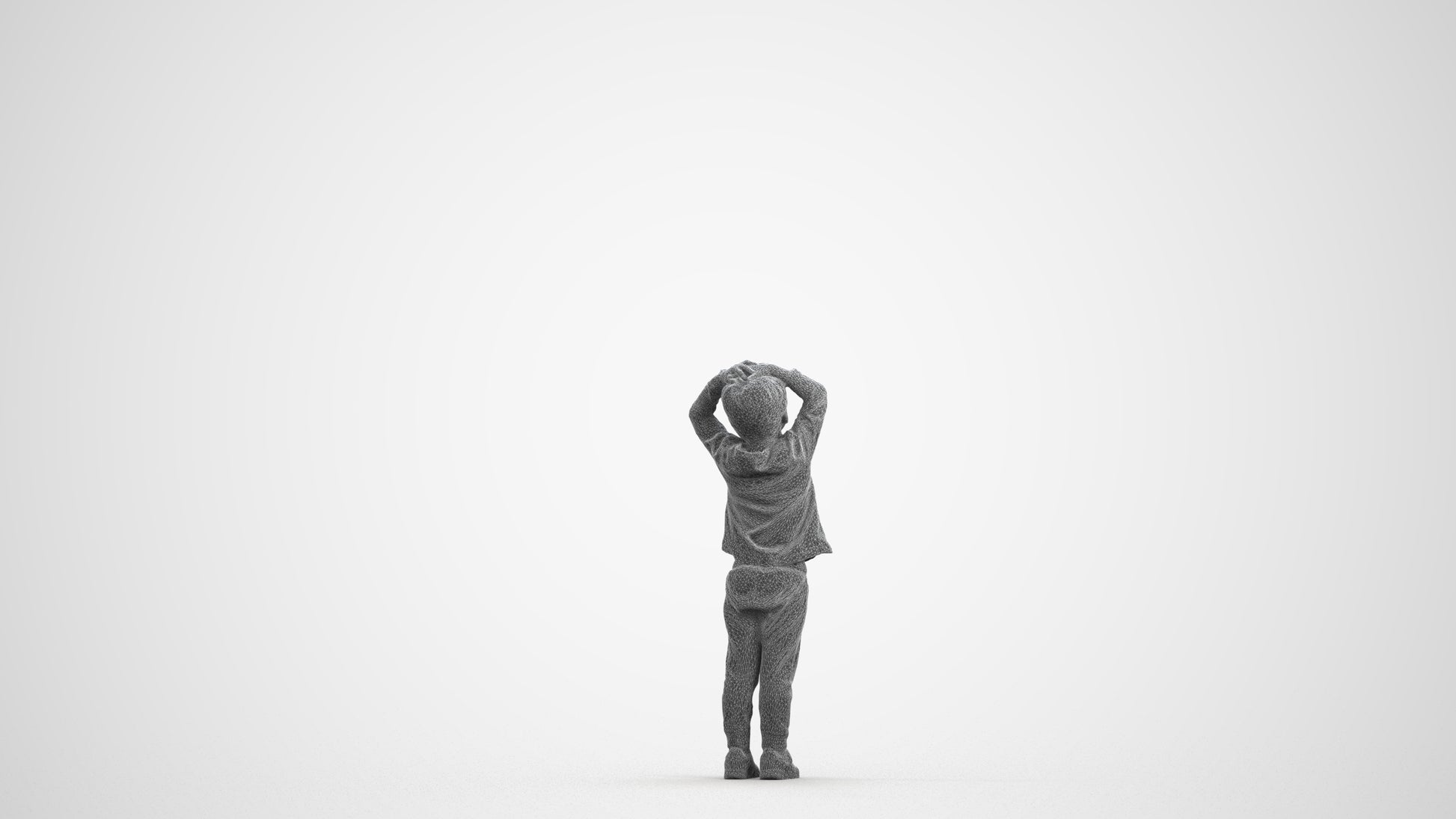 3D scanned boy kids casual, photorealistic archviz people for Enscape and SketchUp, wireframe front view