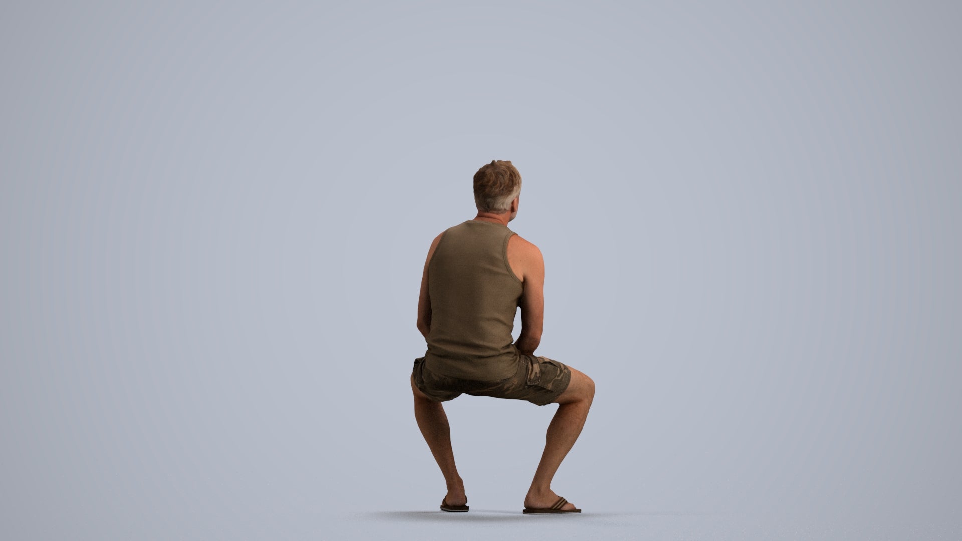 scanned 3D man casual sitting, photogrammetry people for Enscape and V-Ray, front view render