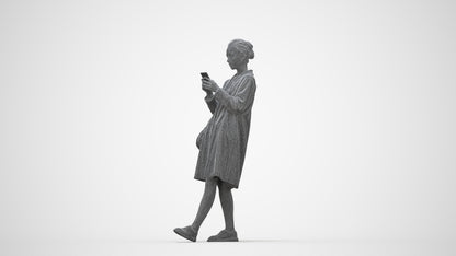 realistic 3D people woman casual standing, render-ready for V-Ray and Corona, FBX OBJ, wireframe back view
