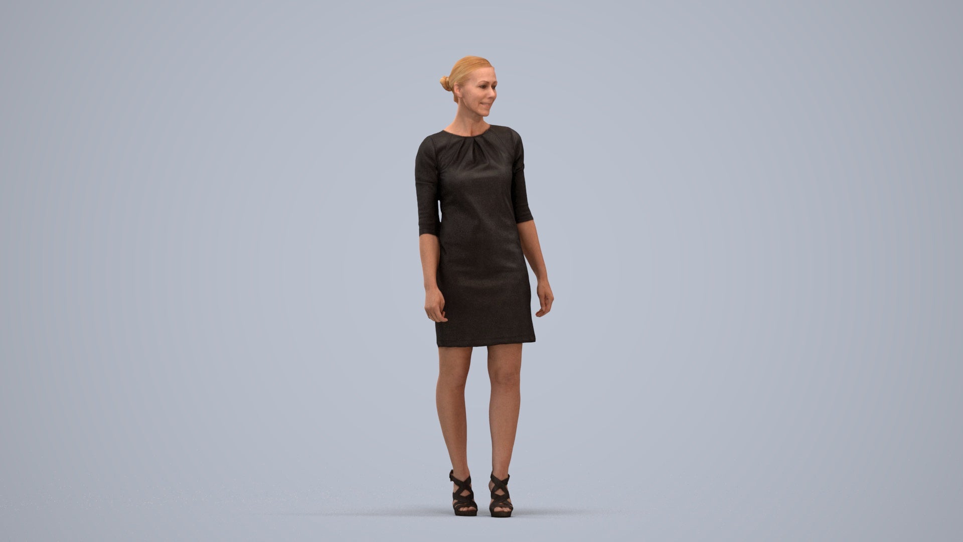realistic 3D people woman business standing, render-ready for V-Ray and Corona, FBX OBJ, standing pose render