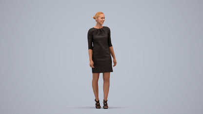 realistic 3D people woman business standing, render-ready for V-Ray and Corona, FBX OBJ, standing pose render