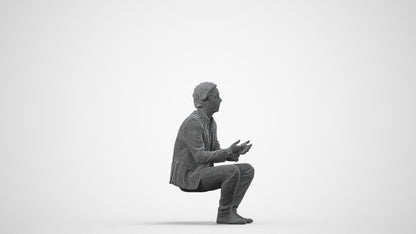 realistic 3D people man business, render-ready for V-Ray and Corona, FBX OBJ, wireframe side view