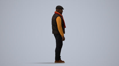 3D scanned man standing casual, photorealistic archviz people for Enscape and SketchUp, side view render