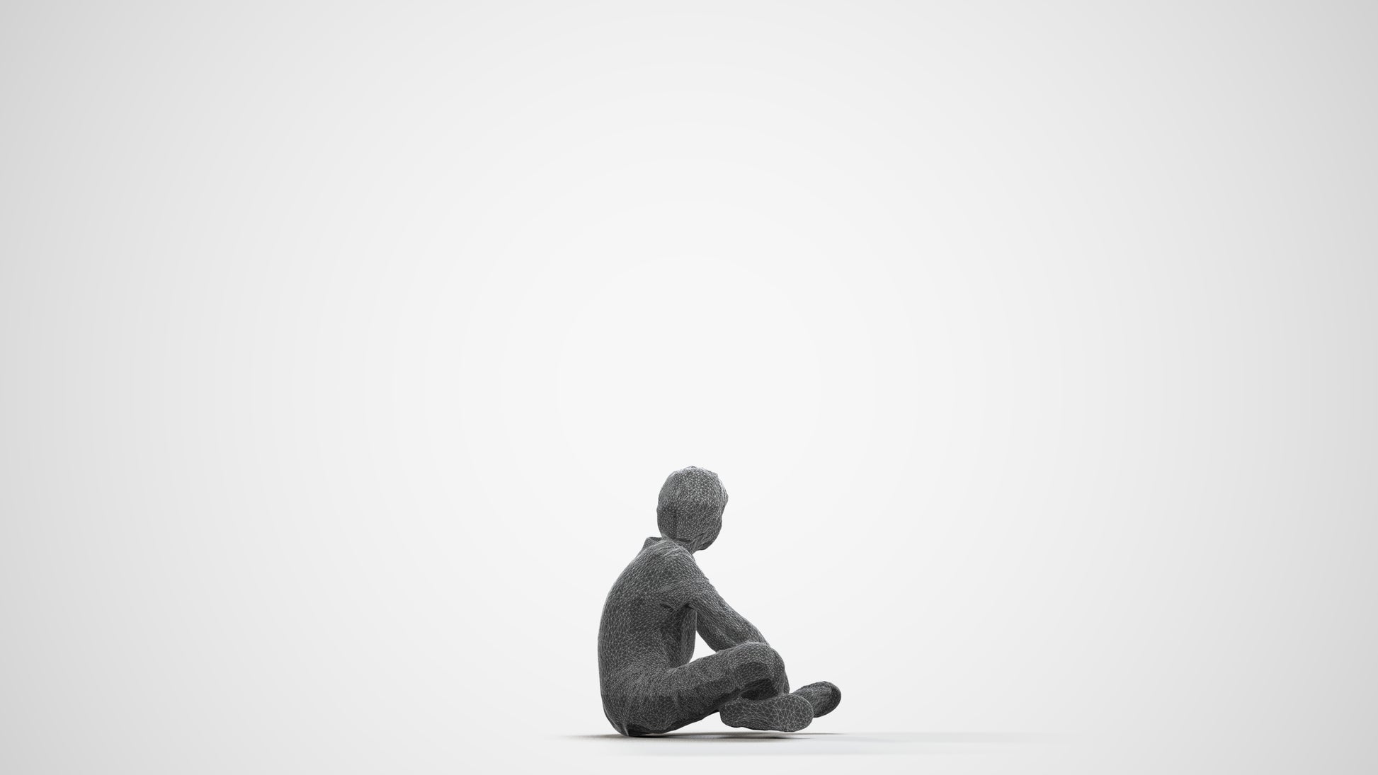 3D human model boy casual kids, photogrammetry scanned person for archviz, wireframe front view