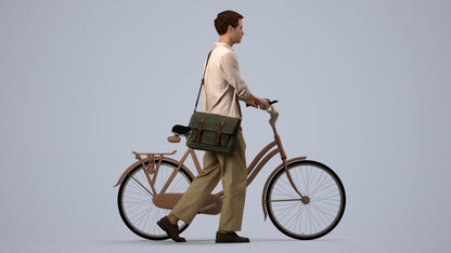 scanned 3D man casual cycling, photogrammetry people for Enscape and V-Ray, side view render
