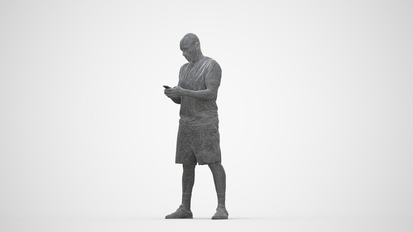realistic 3D human man sport, archviz people FBX OBJ for Blender, wireframe back view