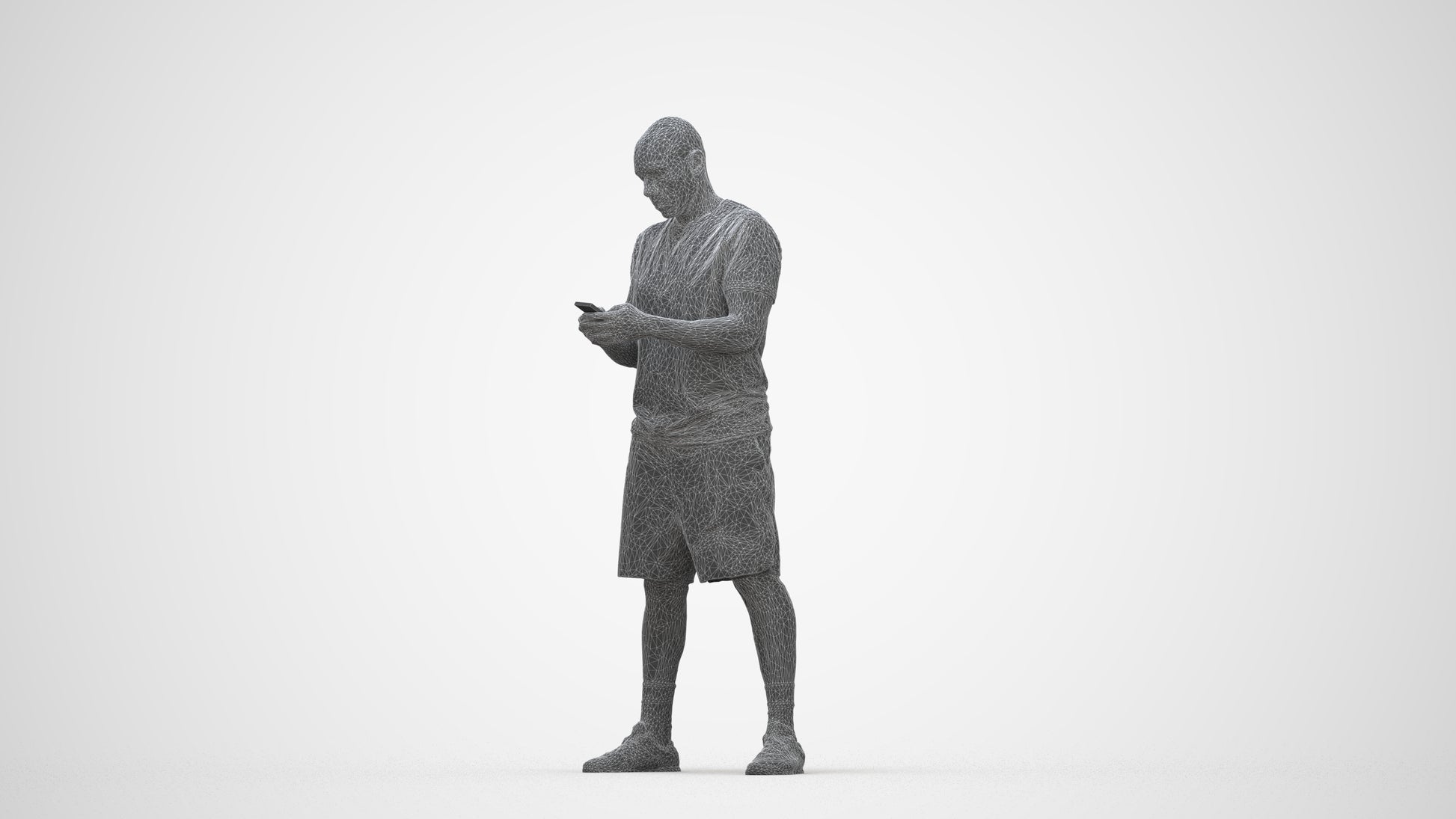 realistic 3D human man sport, archviz people FBX OBJ for Blender, wireframe back view
