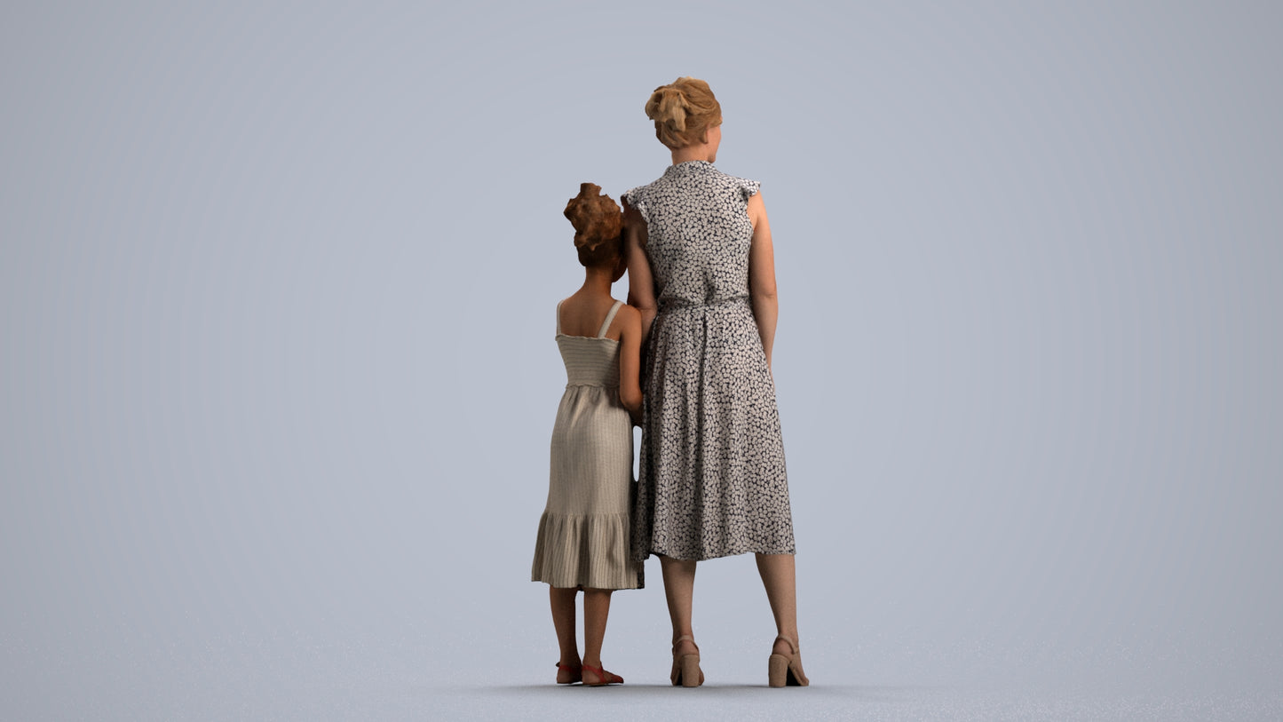 3D people model girl casual kids, scanned human for 3ds Max rendering, front view render
