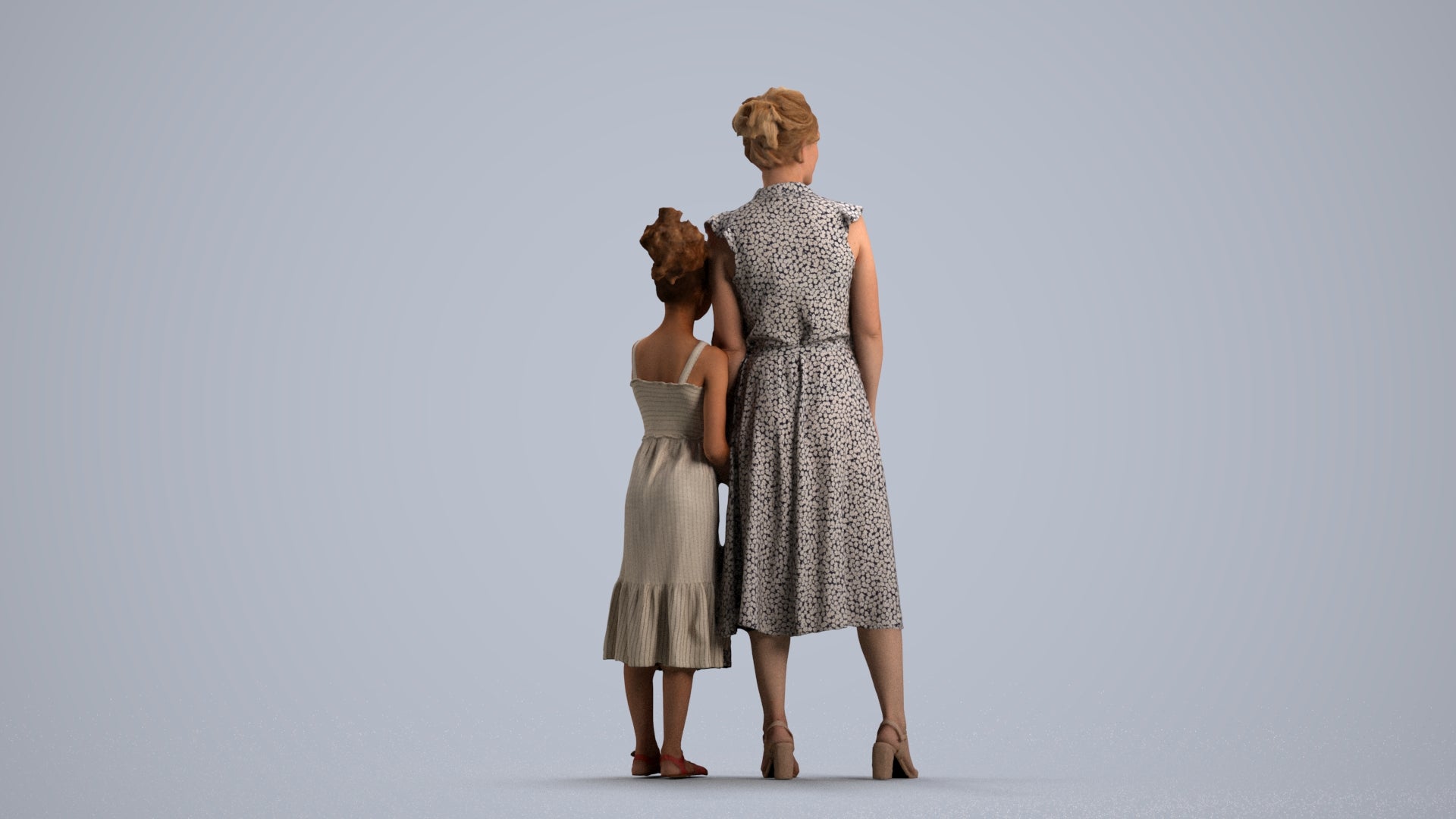 3D people model girl casual kids, scanned human for 3ds Max rendering, front view render