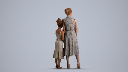 3D people model girl casual kids, scanned human for 3ds Max rendering, front view render