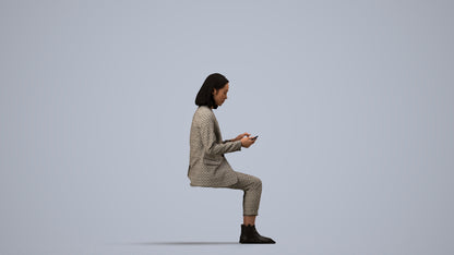 realistic 3D human woman business, archviz people FBX OBJ for Blender, side view render