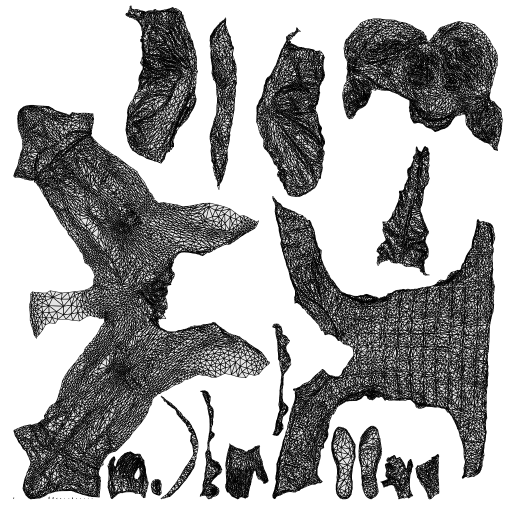 scanned 3D senior woman casual sitting, photogrammetry people for Enscape and V-Ray, wireframe top-down view