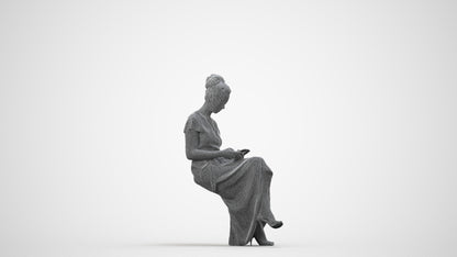 3D people model woman formal formalaffairs, scanned human for 3ds Max rendering, wireframe side view