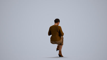 3D scanned woman sitting casual, photorealistic archviz people for Enscape and SketchUp, front view render