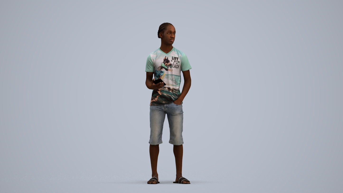 photogrammetry 3D boy casual kids, realistic human model archviz FBX, standing pose render