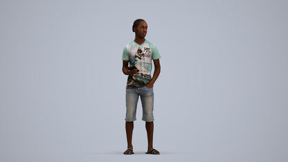 photogrammetry 3D boy casual kids, realistic human model archviz FBX, standing pose render