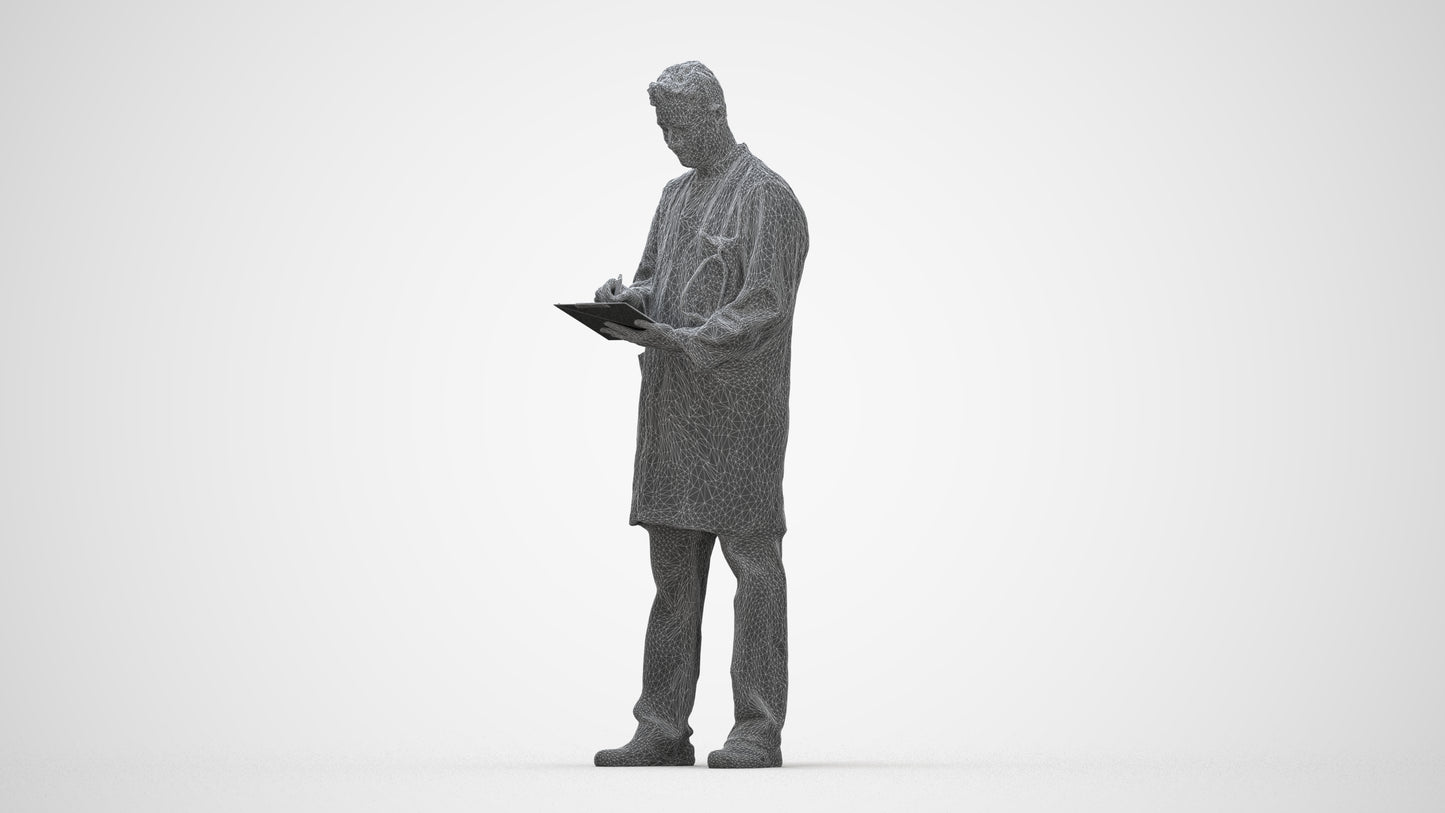 3D people model man medical, scanned human for 3ds Max rendering, wireframe back view