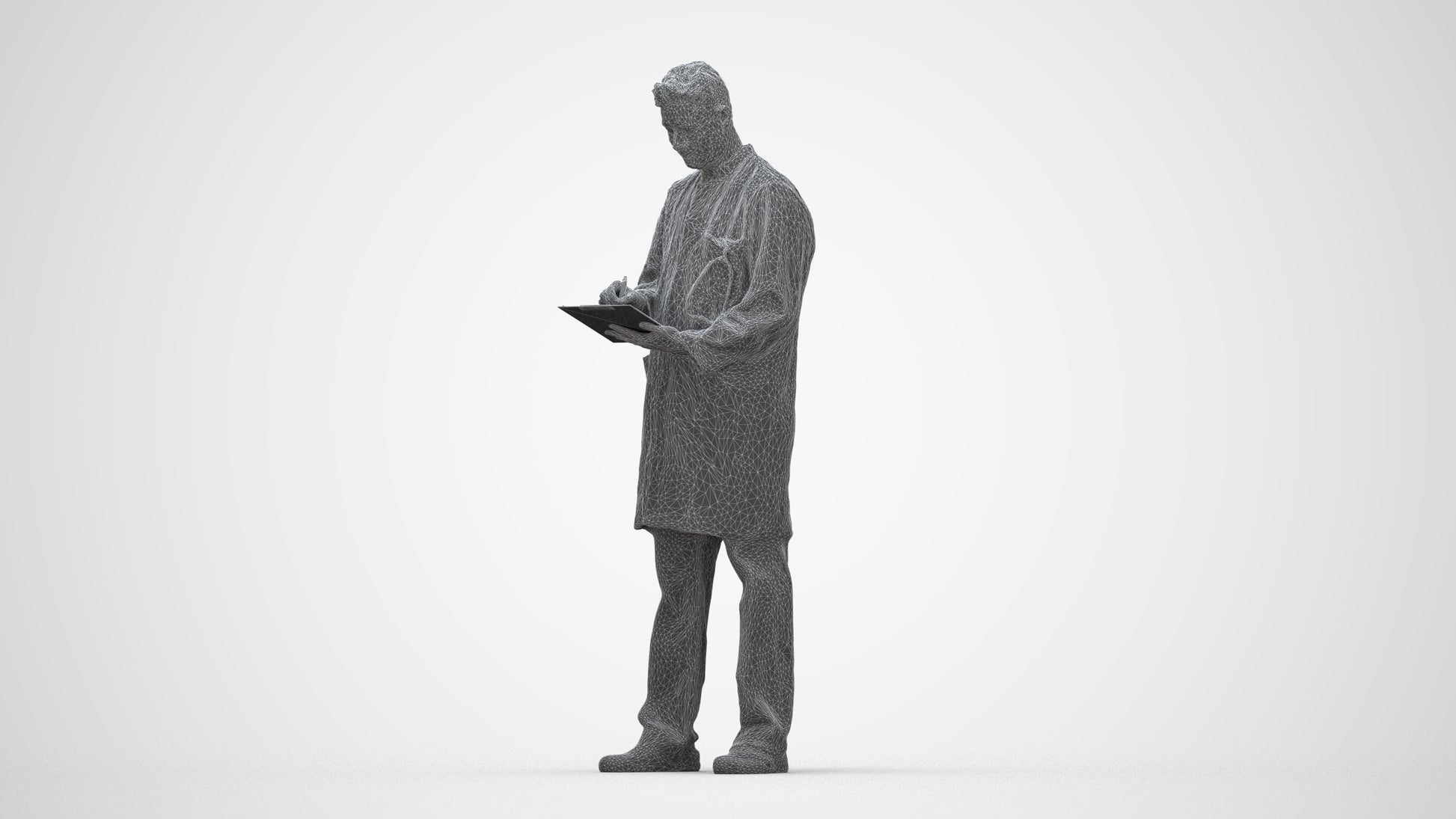 3D people model man medical, scanned human for 3ds Max rendering, wireframe back view