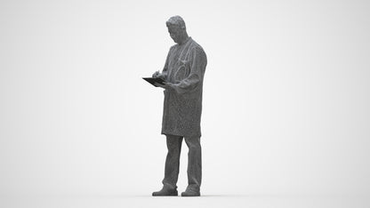 3D people model man medical, scanned human for 3ds Max rendering, wireframe back view